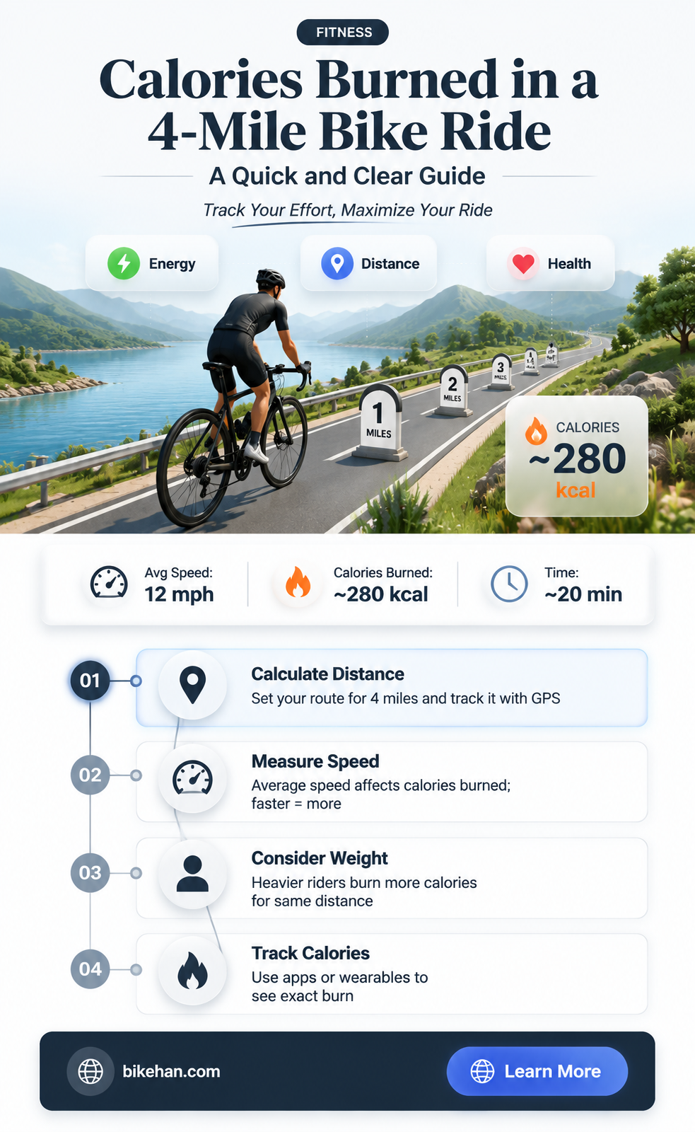 how many calories burned in 4 mile bike