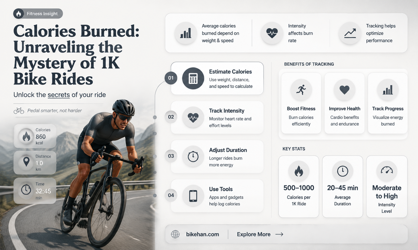 how many calories burned from 1k bike