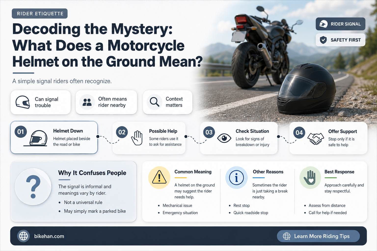 what does a motorcycle helmet on the ground mean