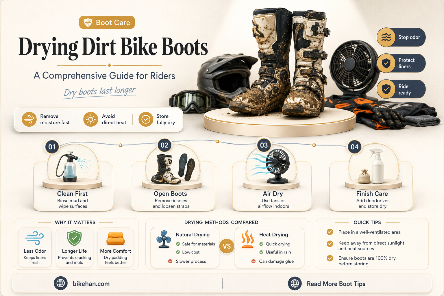 how to dry dirt bike boots