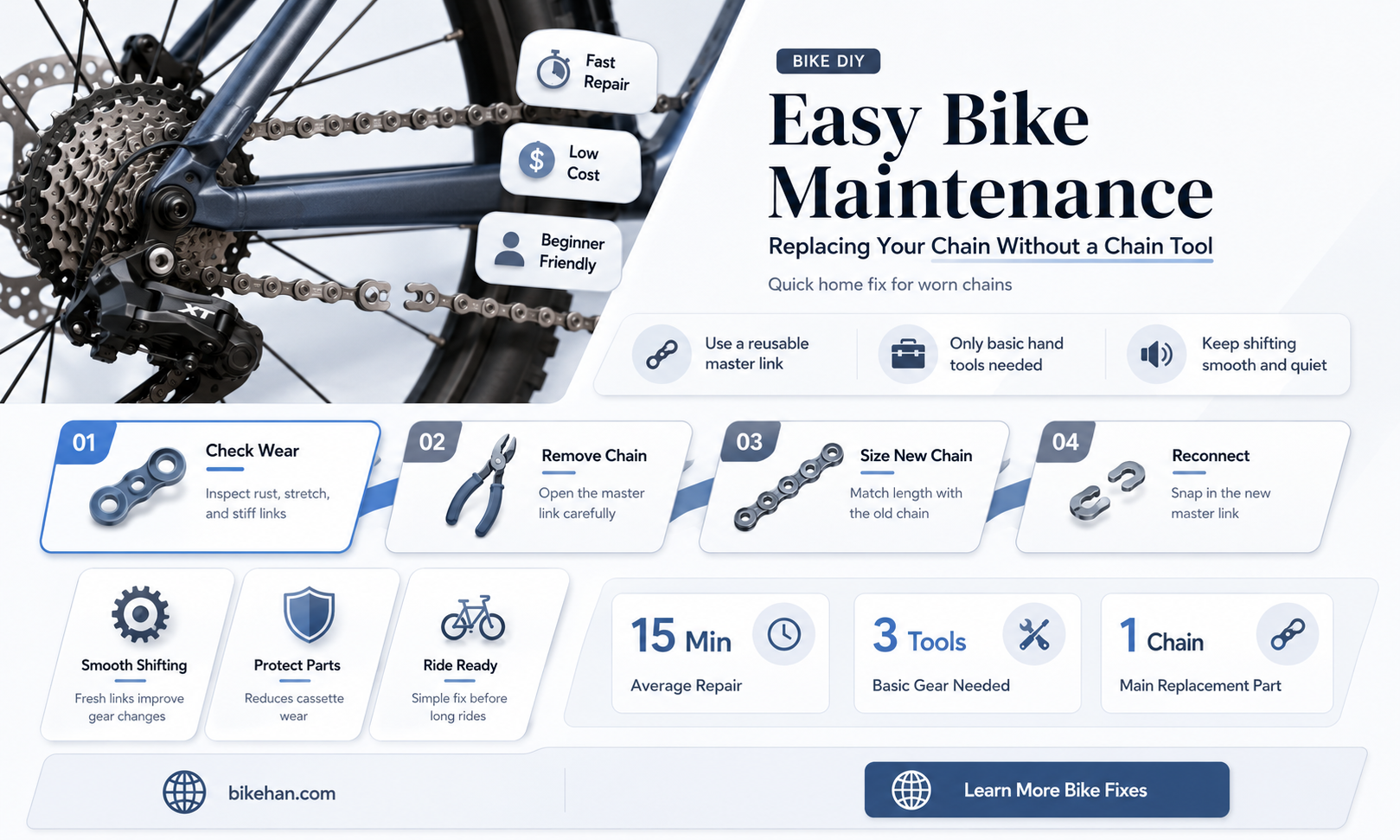 how to replace a bike chain without a chain tool