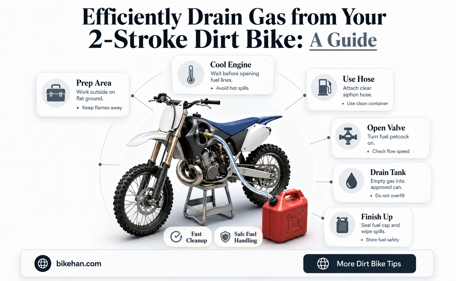 how to drain gas from 2 stroke dirt bike