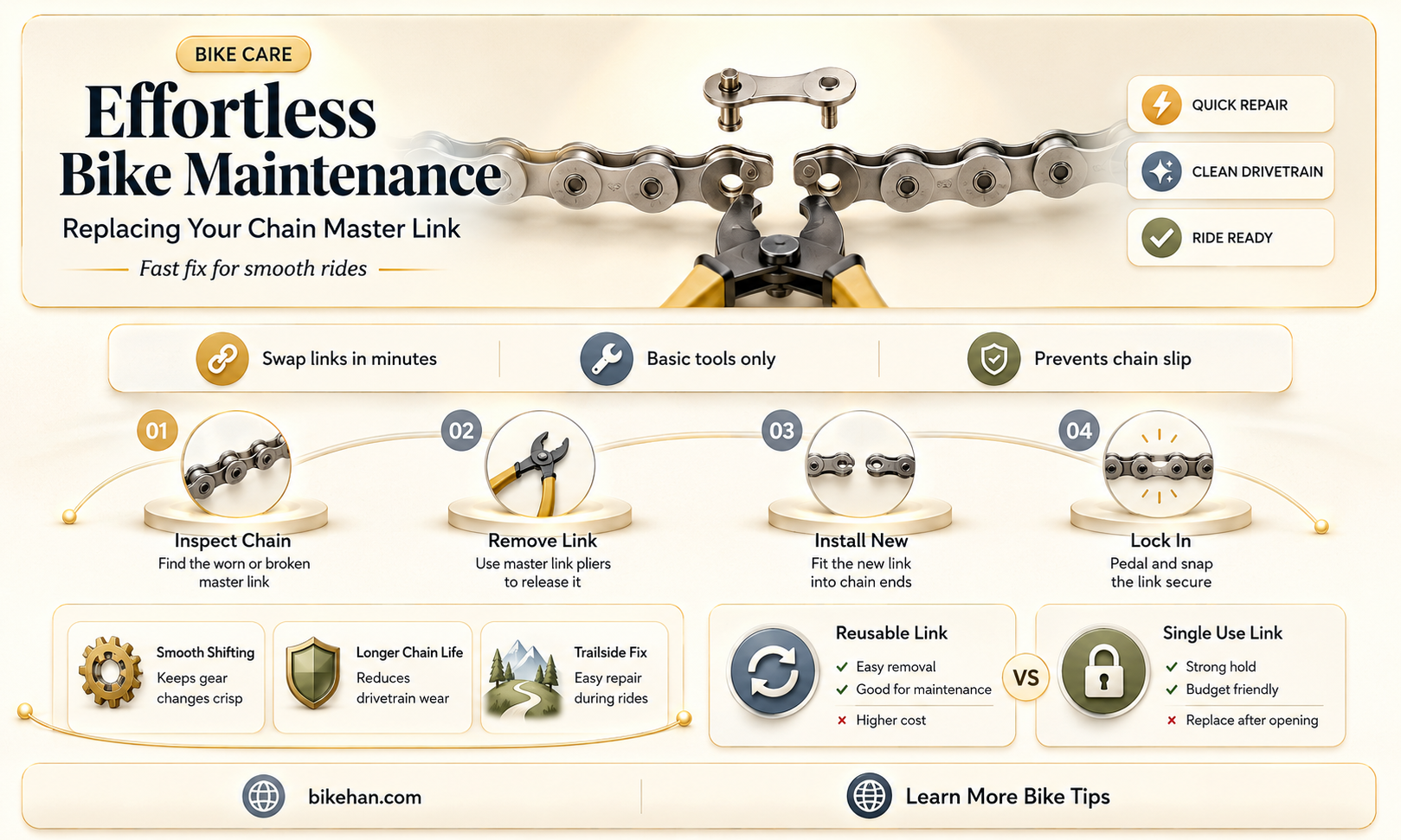 how to replace a bike chain master link