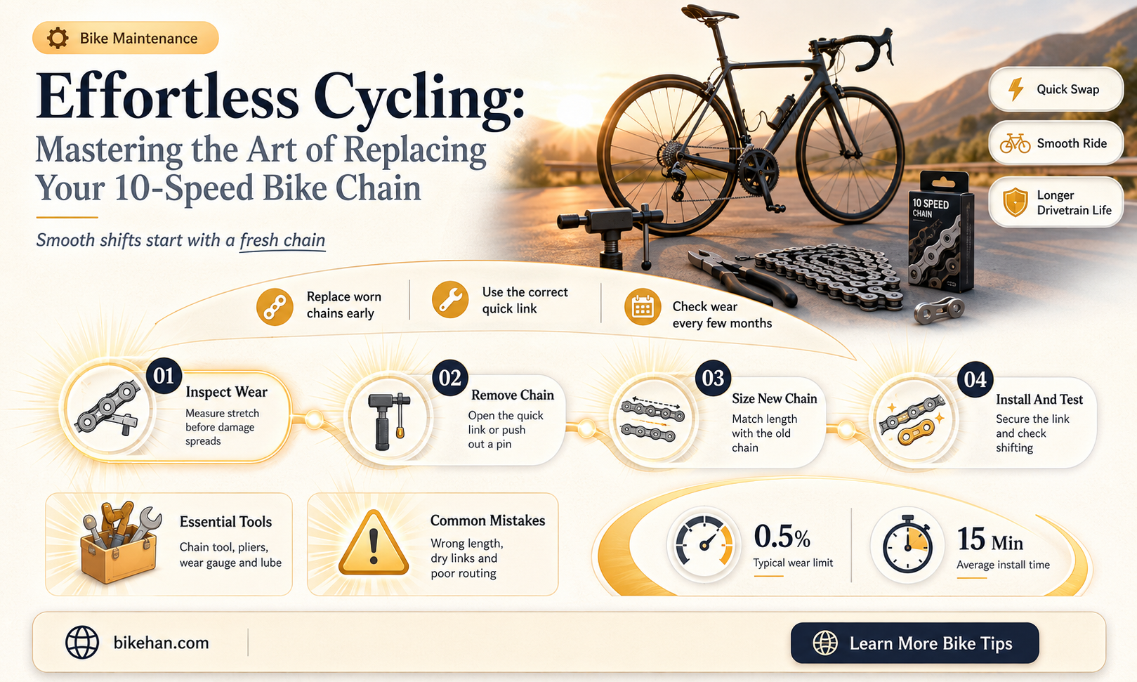 how to replace a 10 speed bike chain