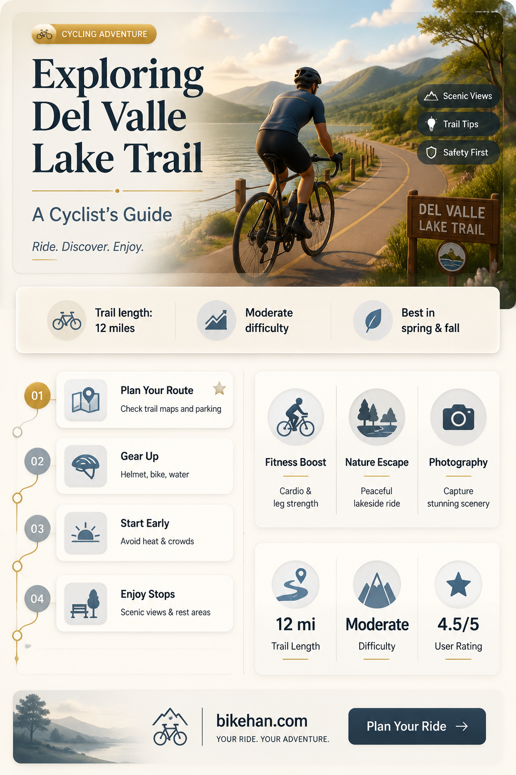 can you bike around del valle lake trail