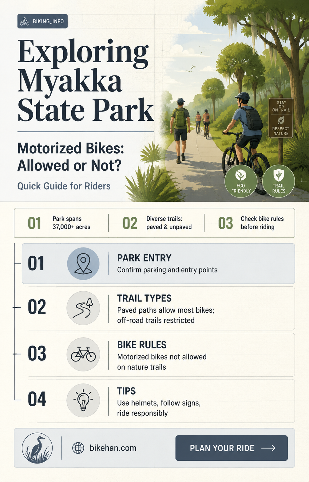 can you ride motorized bikes at myakka state park
