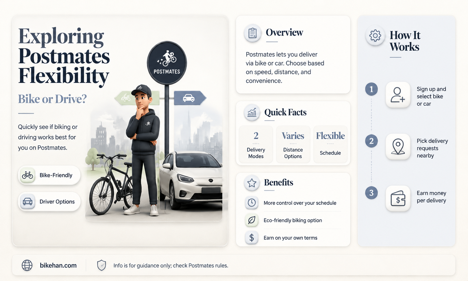 can you bike and drive for postmates