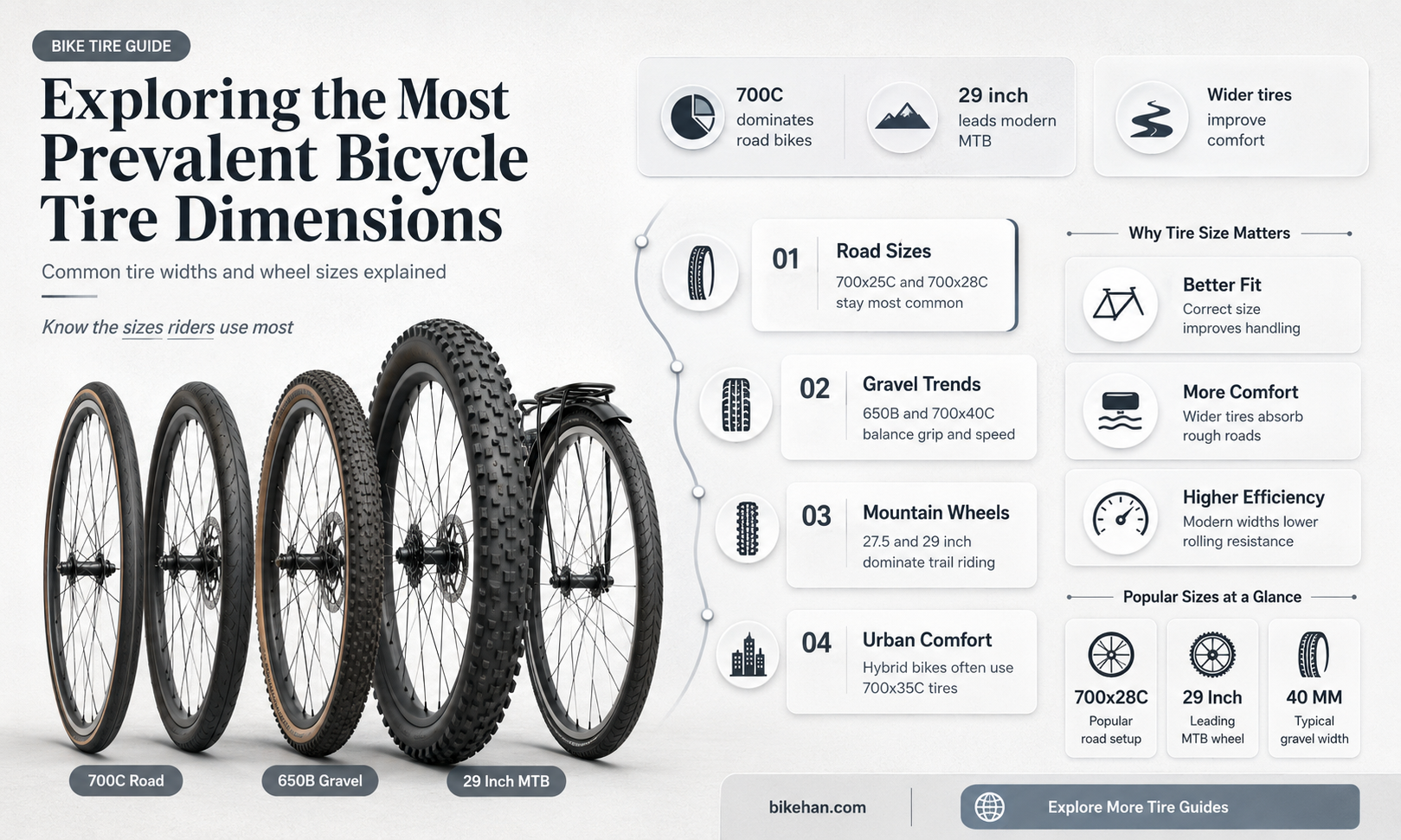 what is the most common bike tire size