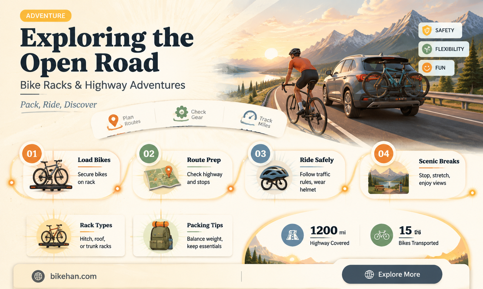 can you ride on highway with bike rack