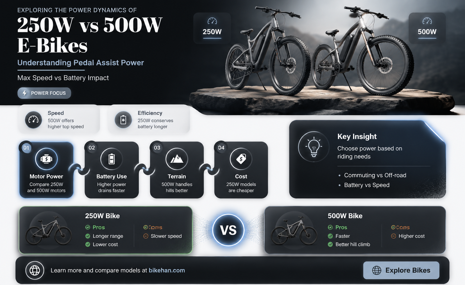 how much power 250w 500w peddle assist e-bike