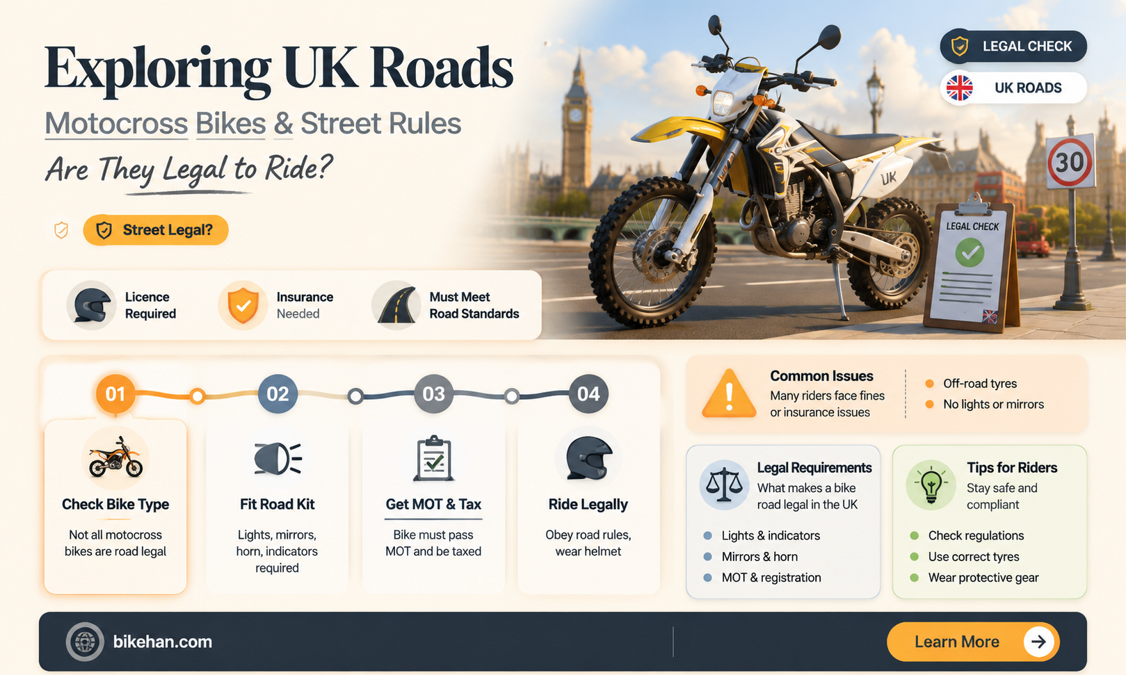 can you ride motocross bikes on the road uk