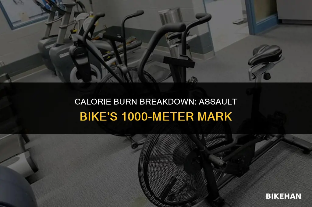 how many calories equal 1000m on assault bike