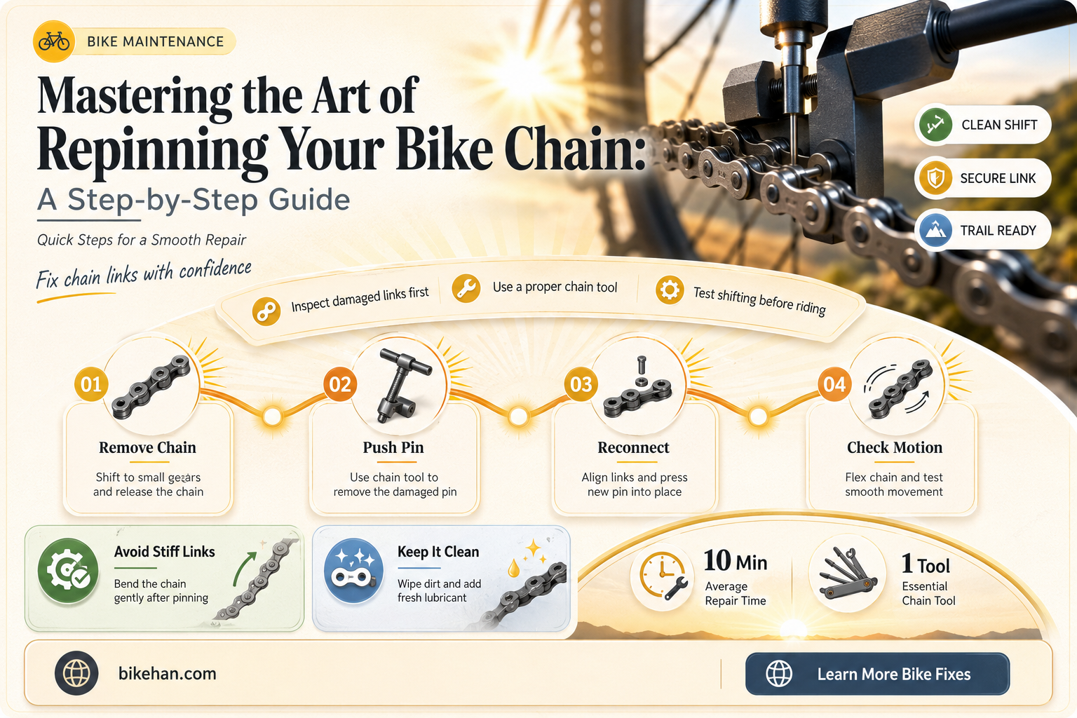 how to repin a bike chain