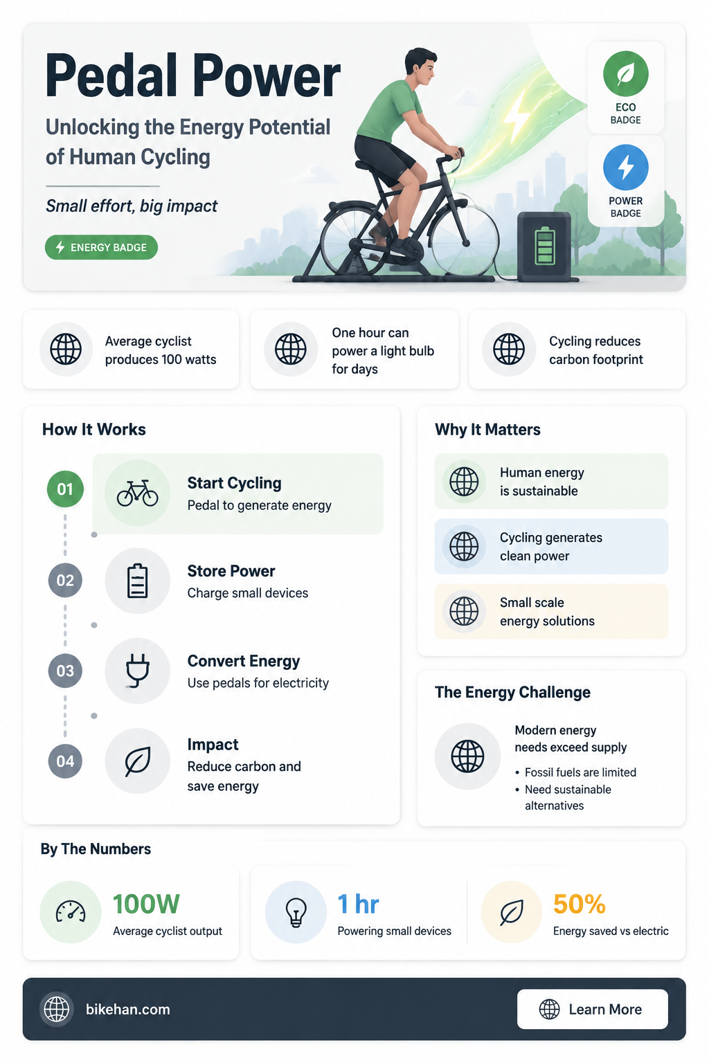how much power can a human generate on a bike
