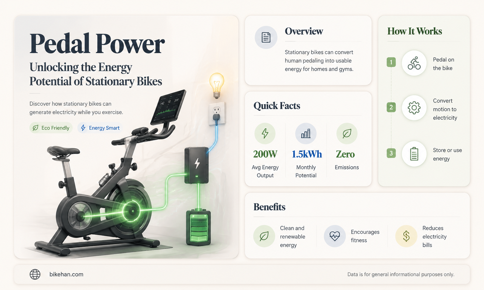 how much power can a stationary bike generate