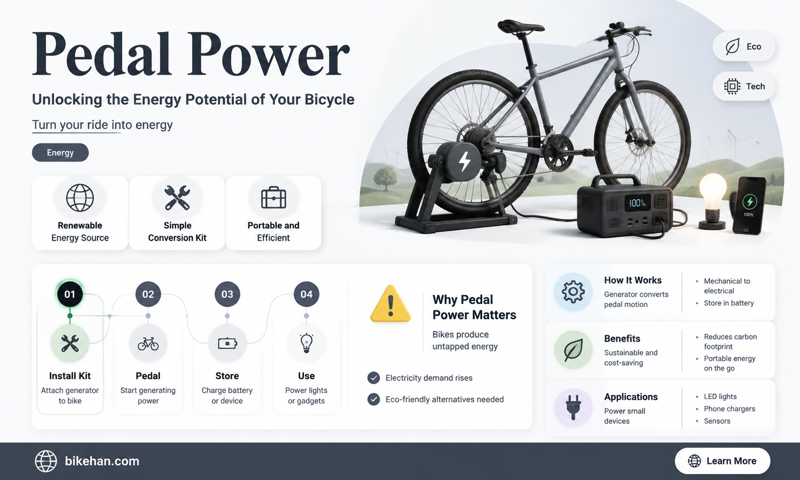 how much power can a bike generate