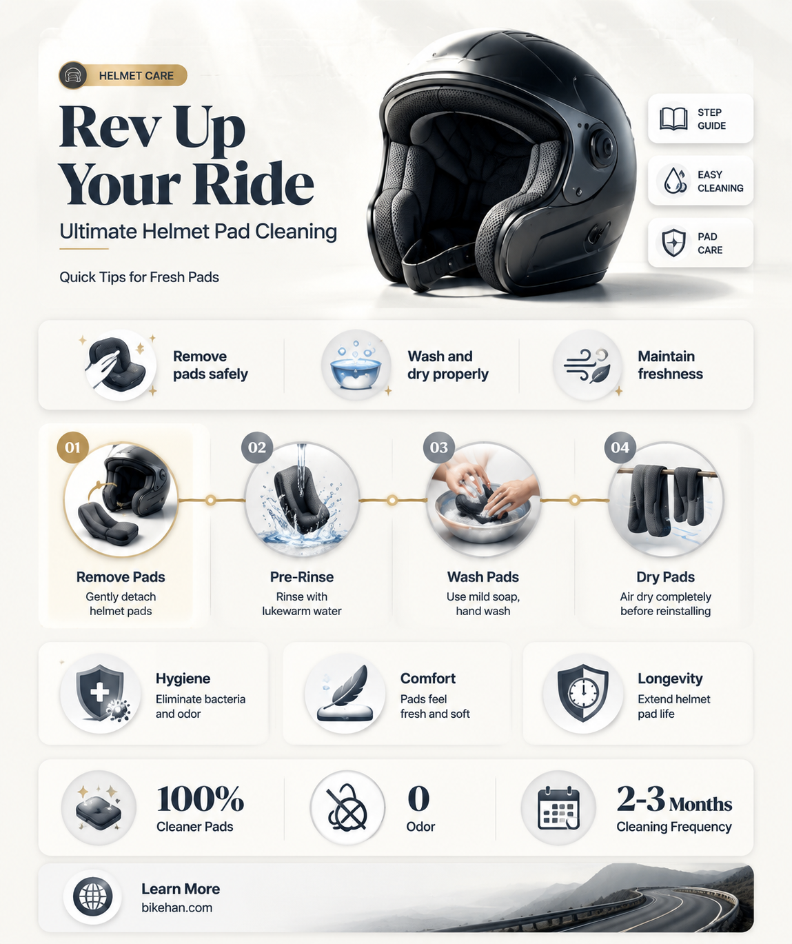 how to clean motorcycle helmet pads