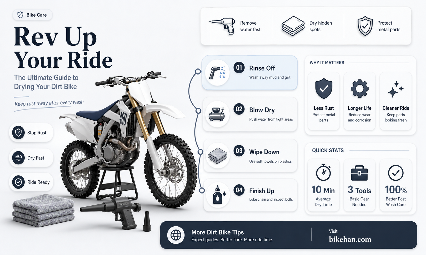 how to dry dirt bike