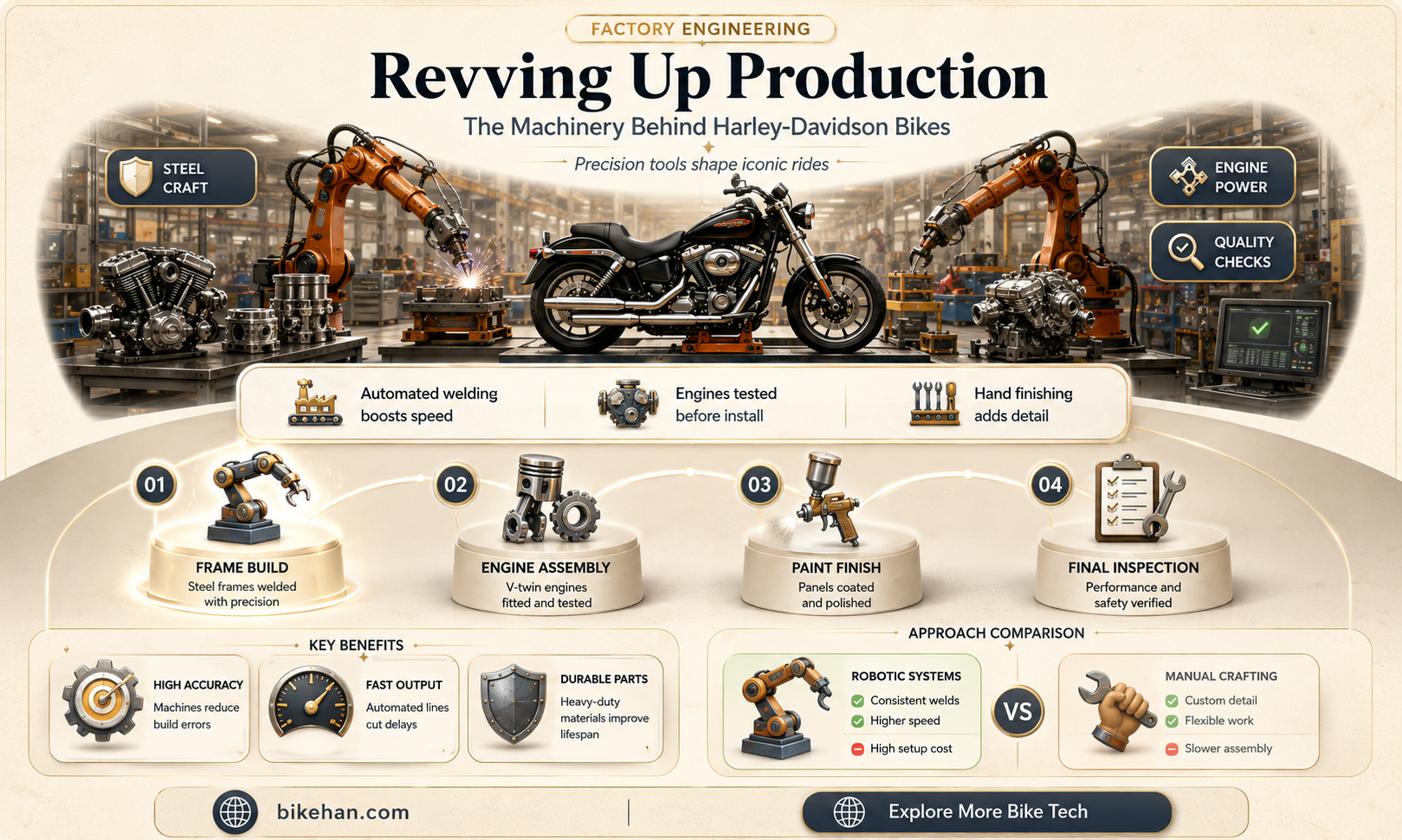 what machines are used tp produce harley davidson bikes