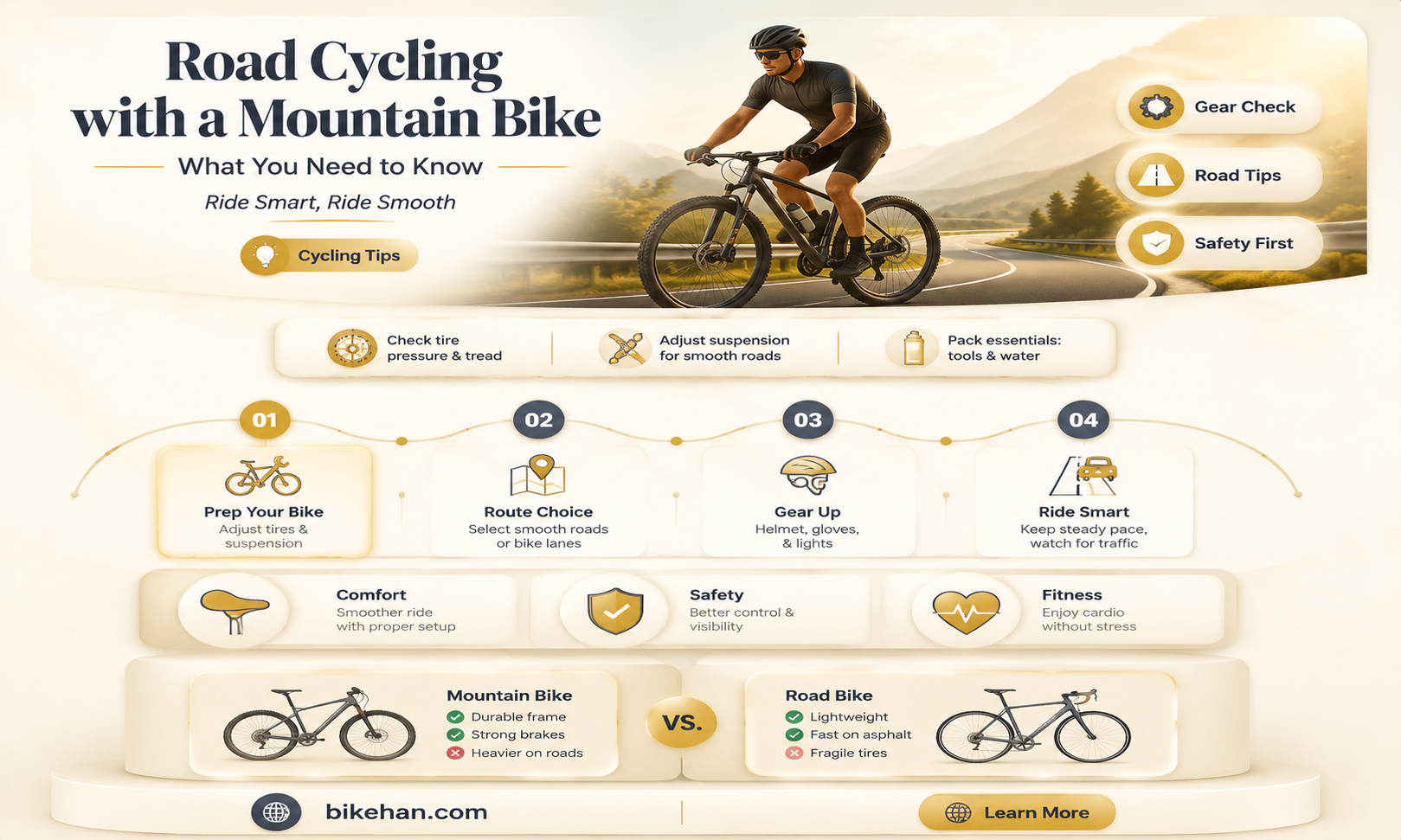 can you ride on the road with a mountain bike
