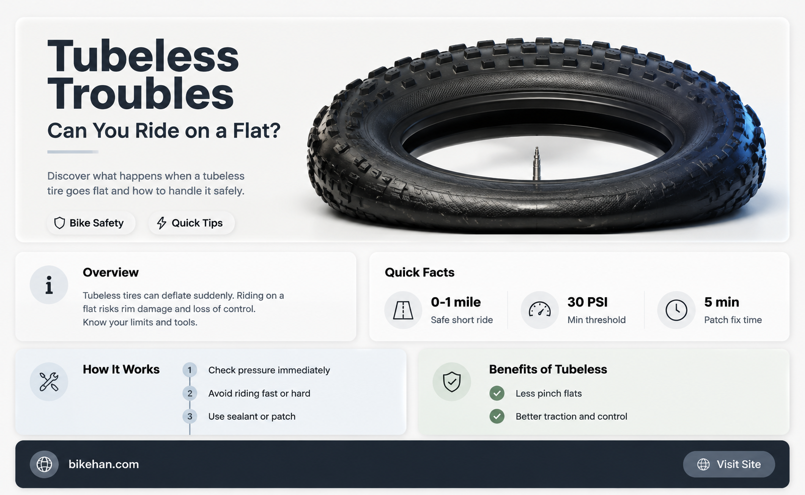 can you ride on a flat bike tire tubeless