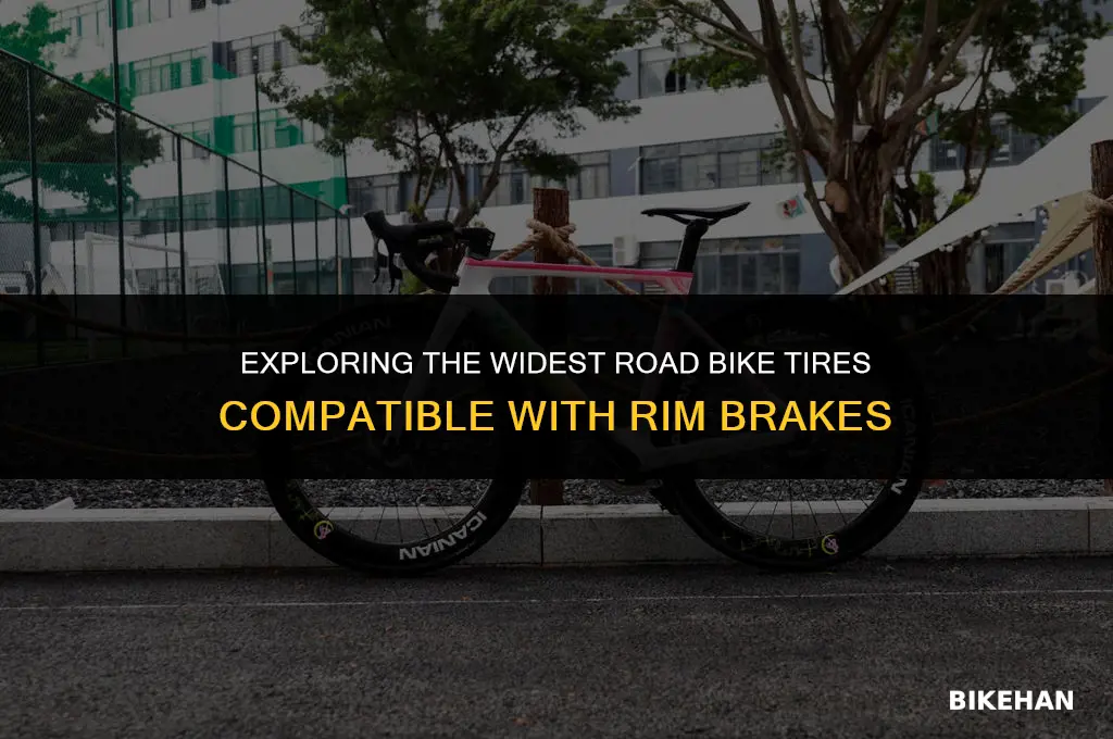 what is the widest road bike tire with rim brakes