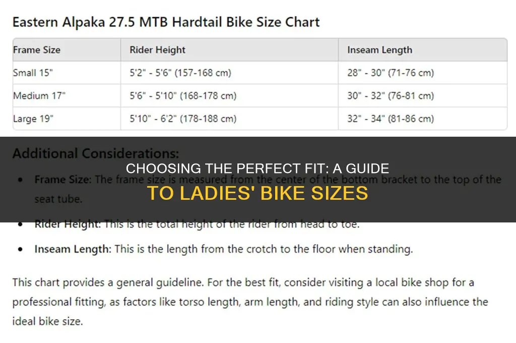 what size is a ladies bike